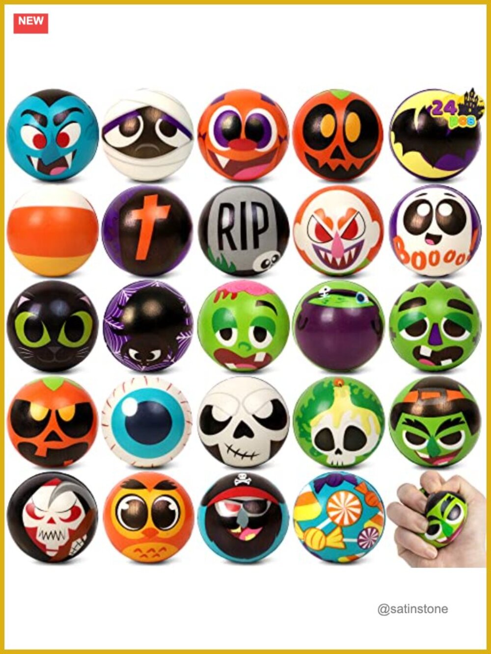 24 PCS Halloween Stress Balls - Slow Rising Squishy Toys for Kids Party Favor